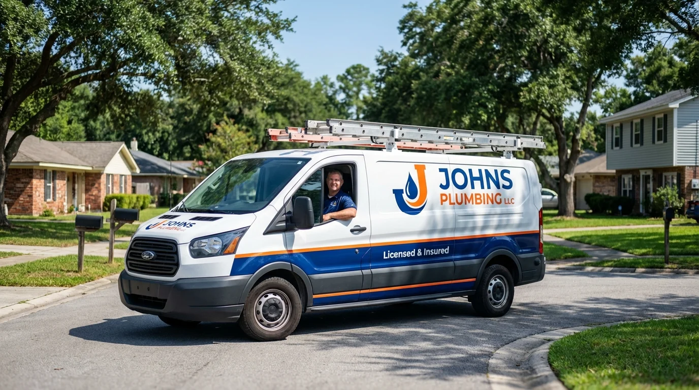 Johns Plumbing LLC service van in Galesburg, IL