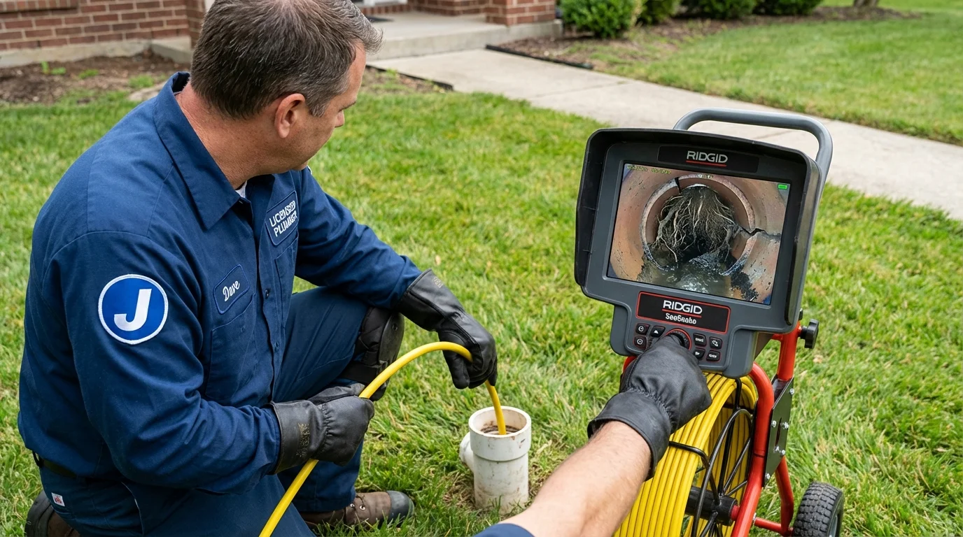 Sewer camera inspection being performed by Johns Plumbing LLC in Galesburg